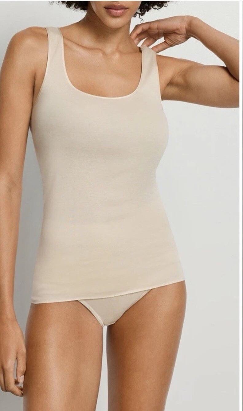Hanro Cotton Seamless Tank Summer Sand Sz L NEW $90